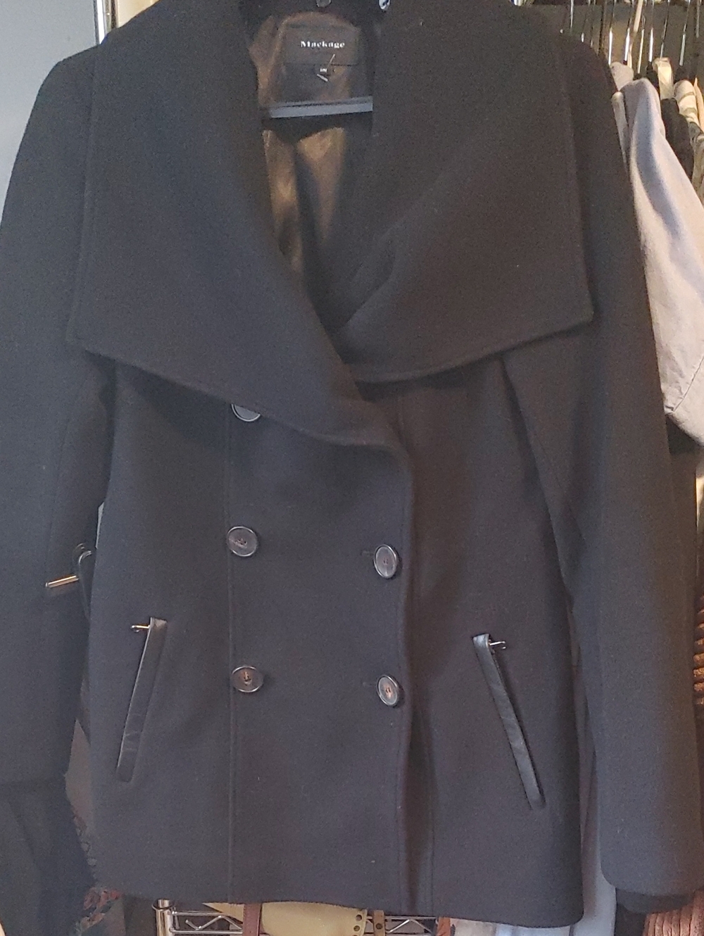 Mackage Women's Black Wool Peacoat Jacket